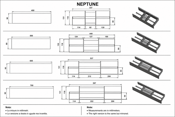 NEPTUNE 3 in 1 con tubo laterale - sizze